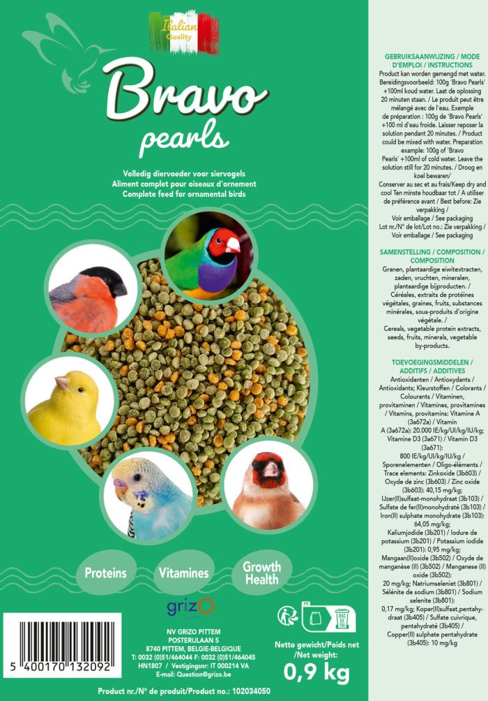 Perles bravo pour oiseaux